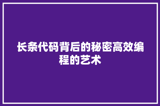 长条代码背后的秘密高效编程的艺术