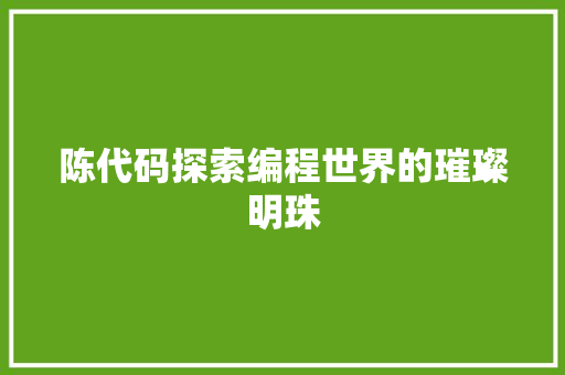 陈代码探索编程世界的璀璨明珠