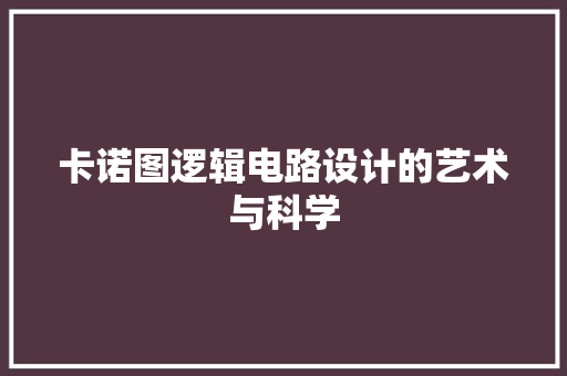 卡诺图逻辑电路设计的艺术与科学