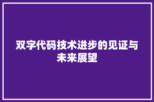双字代码技术进步的见证与未来展望