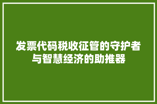 发票代码税收征管的守护者与智慧经济的助推器