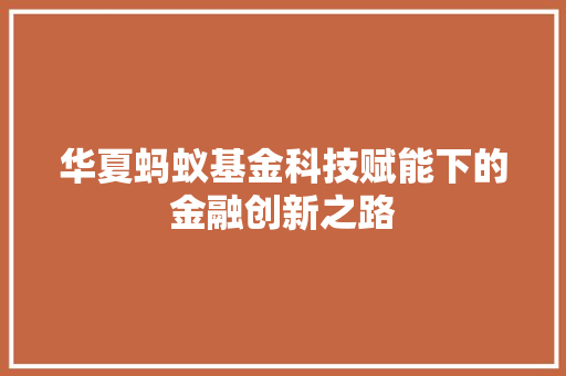 华夏蚂蚁基金科技赋能下的金融创新之路