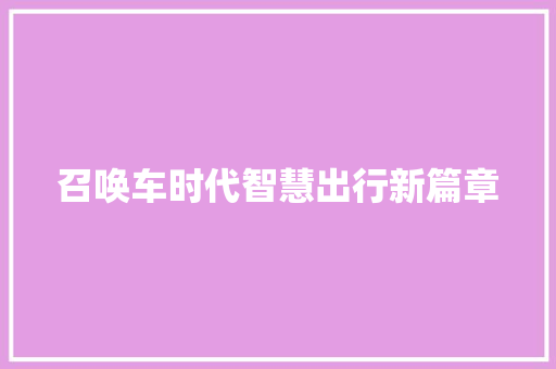 召唤车时代智慧出行新篇章