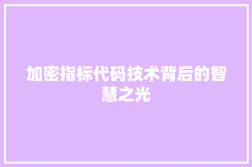 加密指标代码技术背后的智慧之光