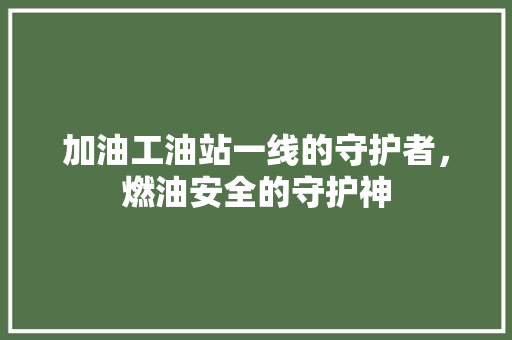 加油工油站一线的守护者，燃油安全的守护神
