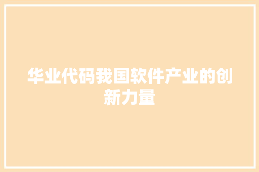华业代码我国软件产业的创新力量
