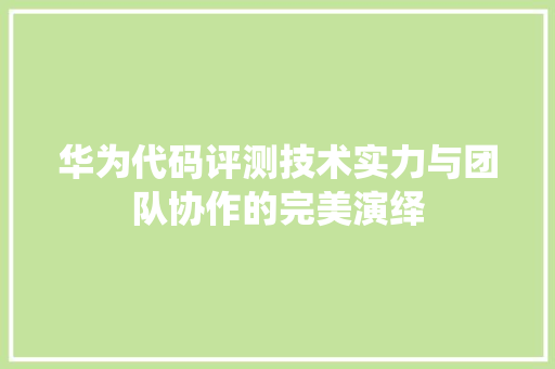 华为代码评测技术实力与团队协作的完美演绎