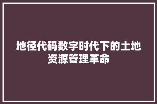 地径代码数字时代下的土地资源管理革命