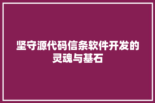 坚守源代码信条软件开发的灵魂与基石