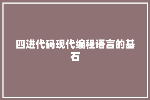 四进代码现代编程语言的基石
