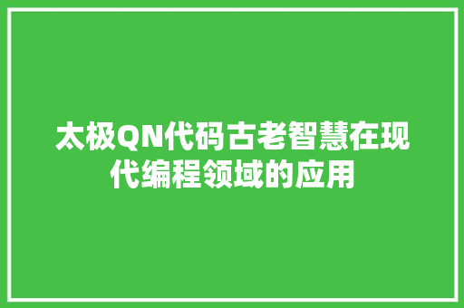 太极QN代码古老智慧在现代编程领域的应用