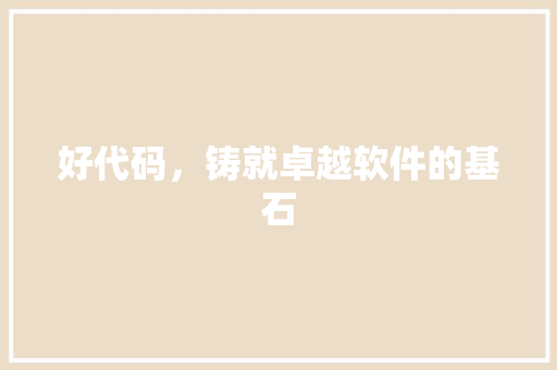 好代码，铸就卓越软件的基石