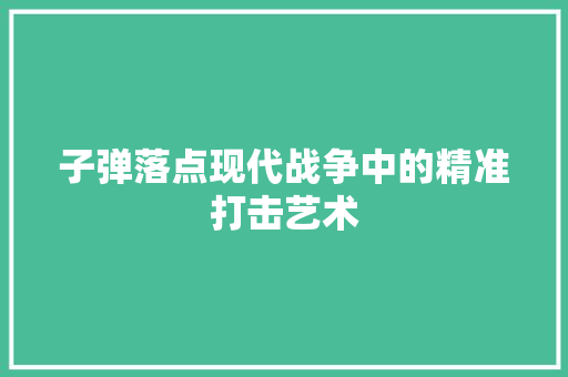 子弹落点现代战争中的精准打击艺术