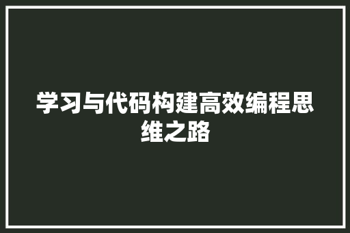 学习与代码构建高效编程思维之路