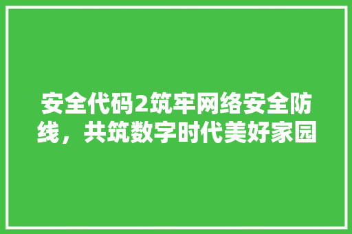 安全代码2筑牢网络安全防线，共筑数字时代美好家园