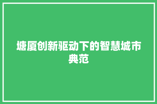塘厦创新驱动下的智慧城市典范