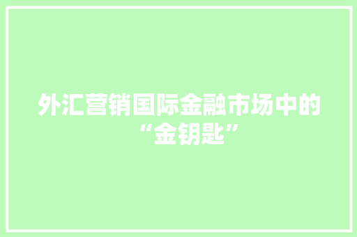 外汇营销国际金融市场中的“金钥匙”  第1张