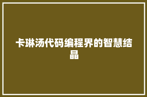 卡琳汤代码编程界的智慧结晶