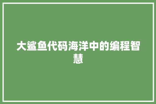 大鲨鱼代码海洋中的编程智慧