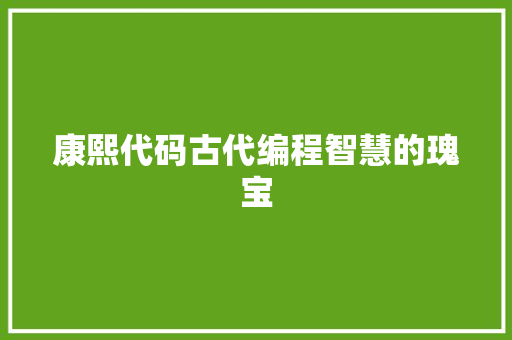 康熙代码古代编程智慧的瑰宝