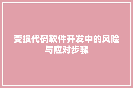 变损代码软件开发中的风险与应对步骤