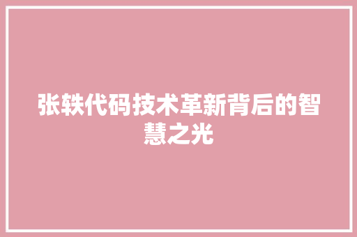 张轶代码技术革新背后的智慧之光