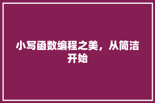 小写函数编程之美，从简洁开始