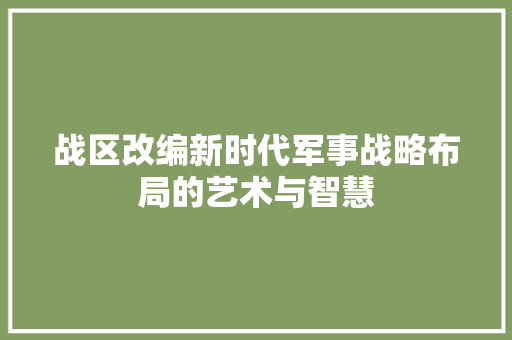 战区改编新时代军事战略布局的艺术与智慧
