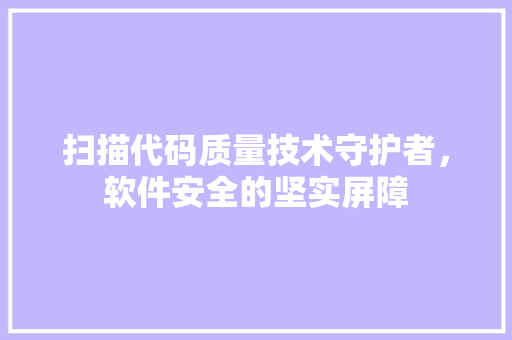 扫描代码质量技术守护者，软件安全的坚实屏障