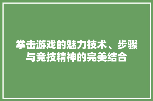 拳击游戏的魅力技术、步骤与竞技精神的完美结合
