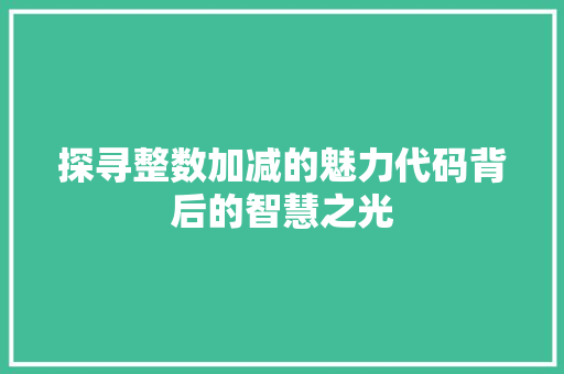 探寻整数加减的魅力代码背后的智慧之光