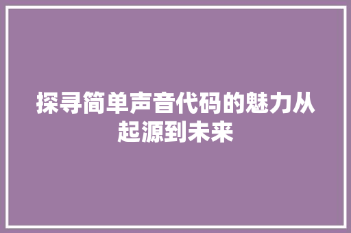 探寻简单声音代码的魅力从起源到未来
