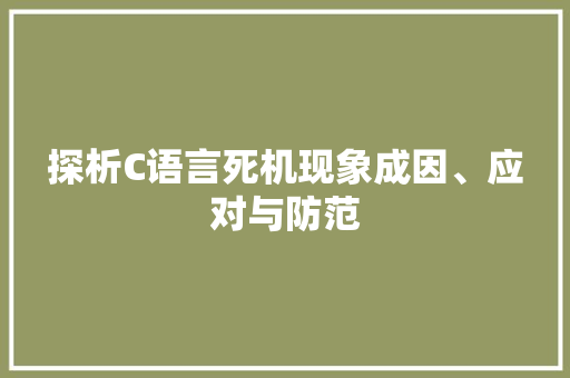 探析C语言死机现象成因、应对与防范