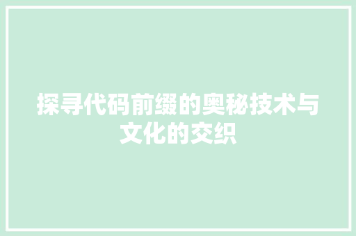探寻代码前缀的奥秘技术与文化的交织