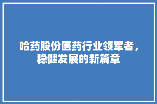 哈药股份医药行业领军者，稳健发展的新篇章