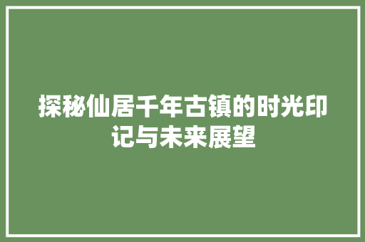 探秘仙居千年古镇的时光印记与未来展望