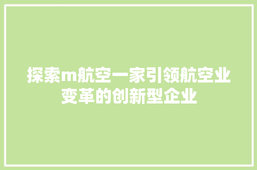 探索m航空一家引领航空业变革的创新型企业