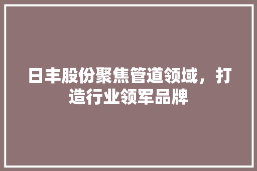 日丰股份聚焦管道领域，打造行业领军品牌