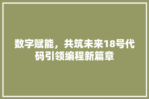 数字赋能，共筑未来18号代码引领编程新篇章