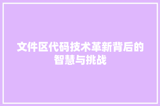 文件区代码技术革新背后的智慧与挑战