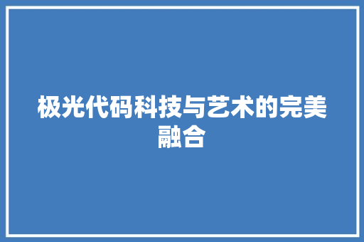 极光代码科技与艺术的完美融合