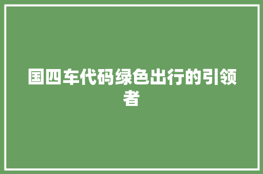 国四车代码绿色出行的引领者