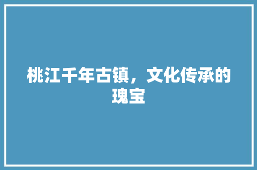 桃江千年古镇，文化传承的瑰宝