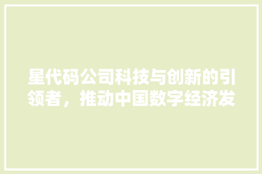 星代码公司科技与创新的引领者，推动中国数字经济发展