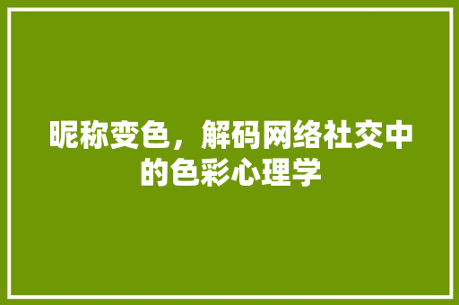 昵称变色，解码网络社交中的色彩心理学