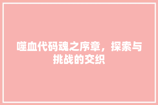 噬血代码魂之序章，探索与挑战的交织