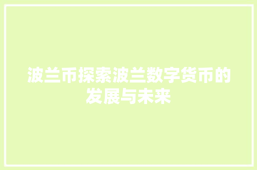 波兰币探索波兰数字货币的发展与未来