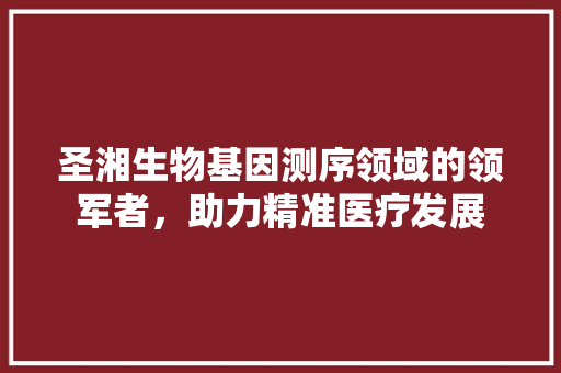 圣湘生物基因测序领域的领军者，助力精准医疗发展
