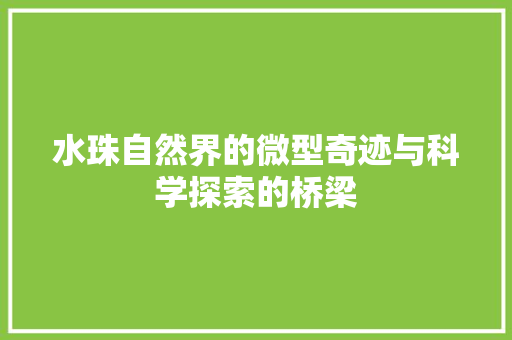 水珠自然界的微型奇迹与科学探索的桥梁