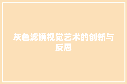 灰色滤镜视觉艺术的创新与反思